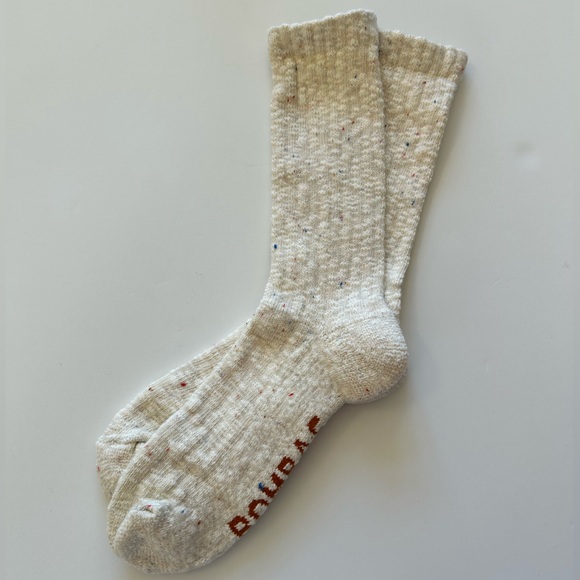 Bombas New 1 pair Chunky Ragg Half Calf Socks XL Off White W/ confetti Brown - Picture 2 of 4
